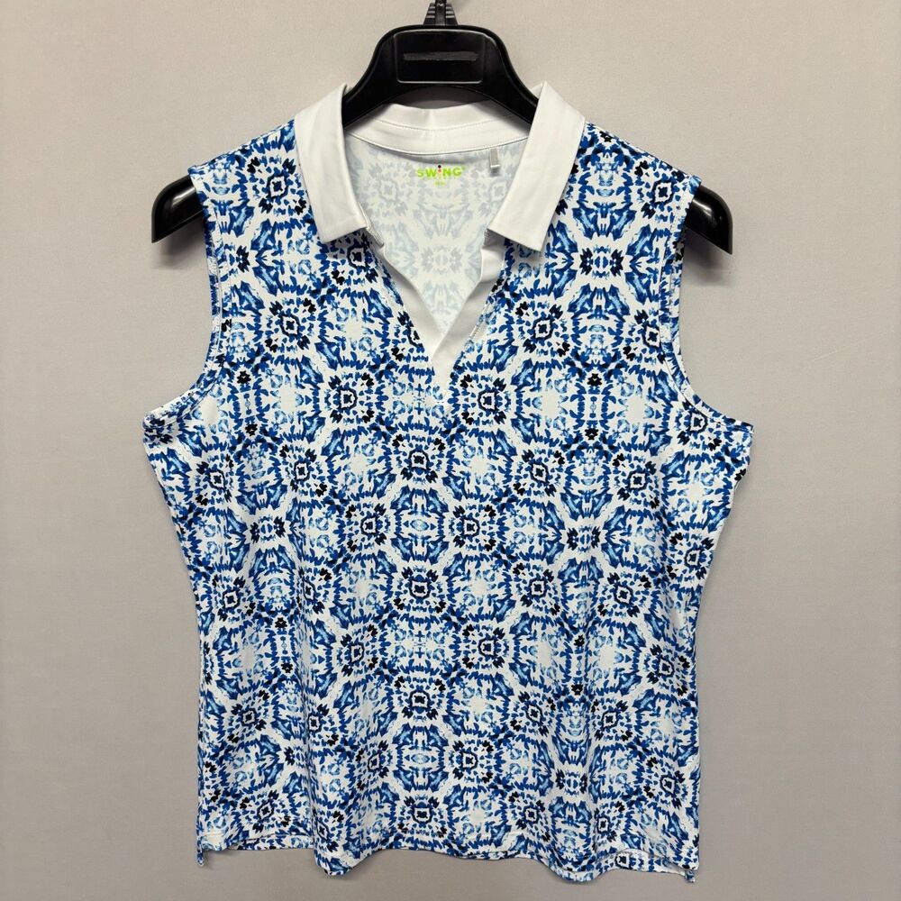 Swing Control Women Sleeveless Tank Golf Polo Shirt Size Medium C136 -23